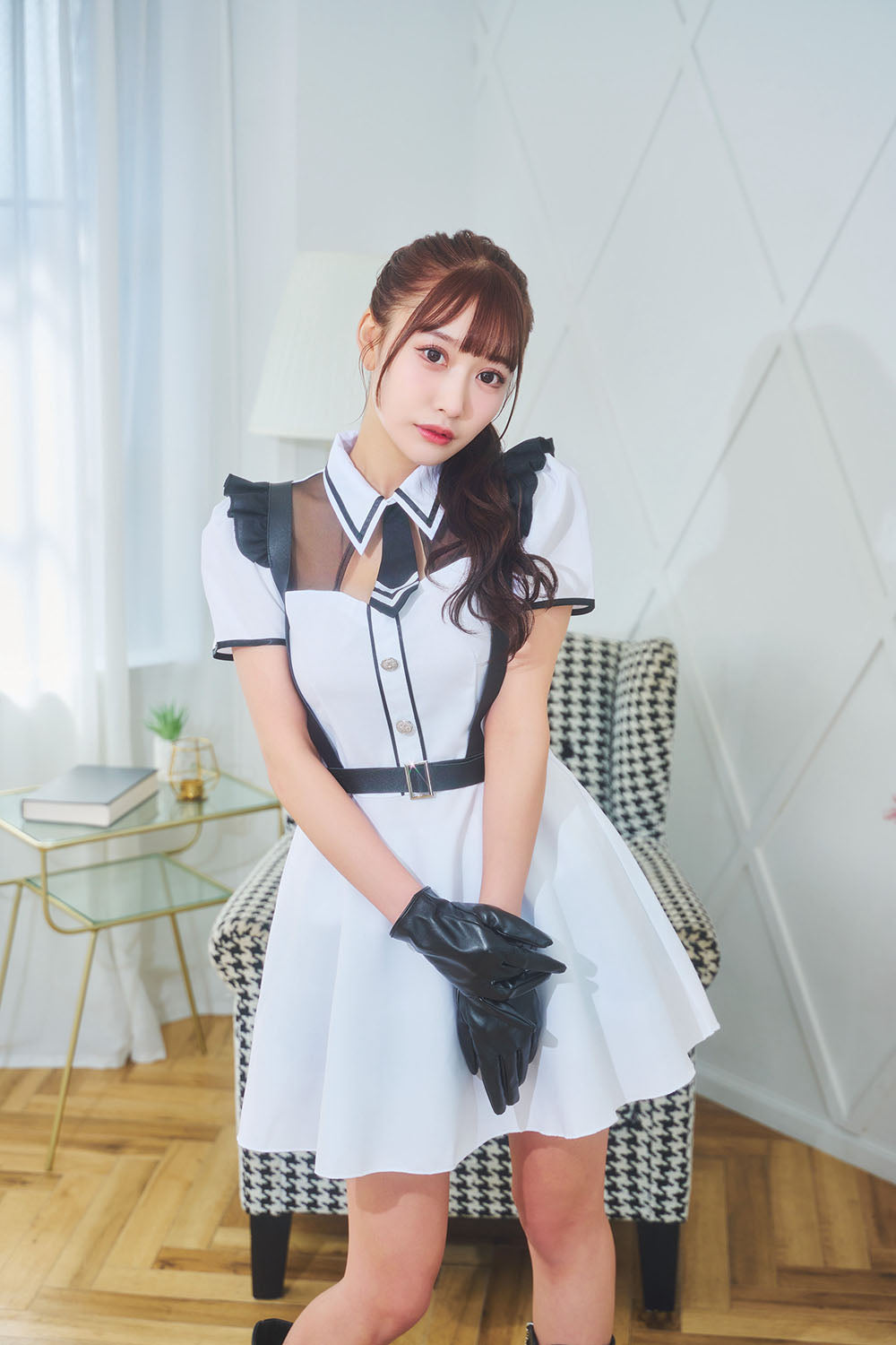 [NEW] コスプレ ミリタリー GLOWHOLIC ホワイトミリタリー レディース フリーサイズ ホワイト【クリアストーン】