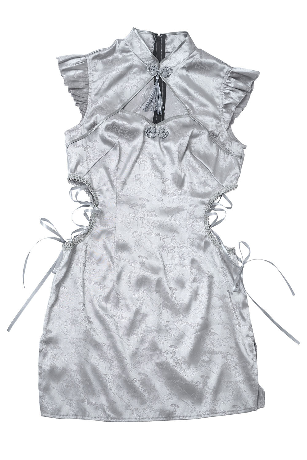 [NEW] コスプレ チャイナドレス GLOWHOLIC グレーミニチャイナ レディース フリーサイズ グレー【クリアストーン】