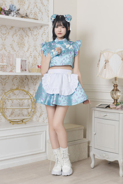 《JamsCollection着用》コスプレ ハロウィン メイド チャイナ リリパレ ミルキーチャイナメイド / 水色チャイナメイド レディース フリーサイズ ピンク/ブルー【クリアストーン】♡