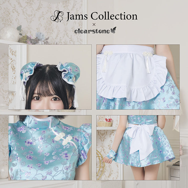 《JamsCollection着用》コスプレ ハロウィン メイド チャイナ リリパレ ミルキーチャイナメイド / 水色チャイナメイド レディース フリーサイズ ピンク/ブルー【クリアストーン】