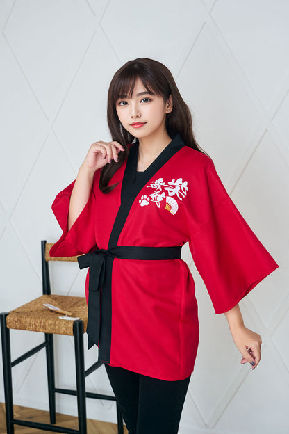 コスプレ はっぴ 柴侍/柴舞妓 ユニセックス フリーサイズ ネイビー/レッド【クリアストーン】