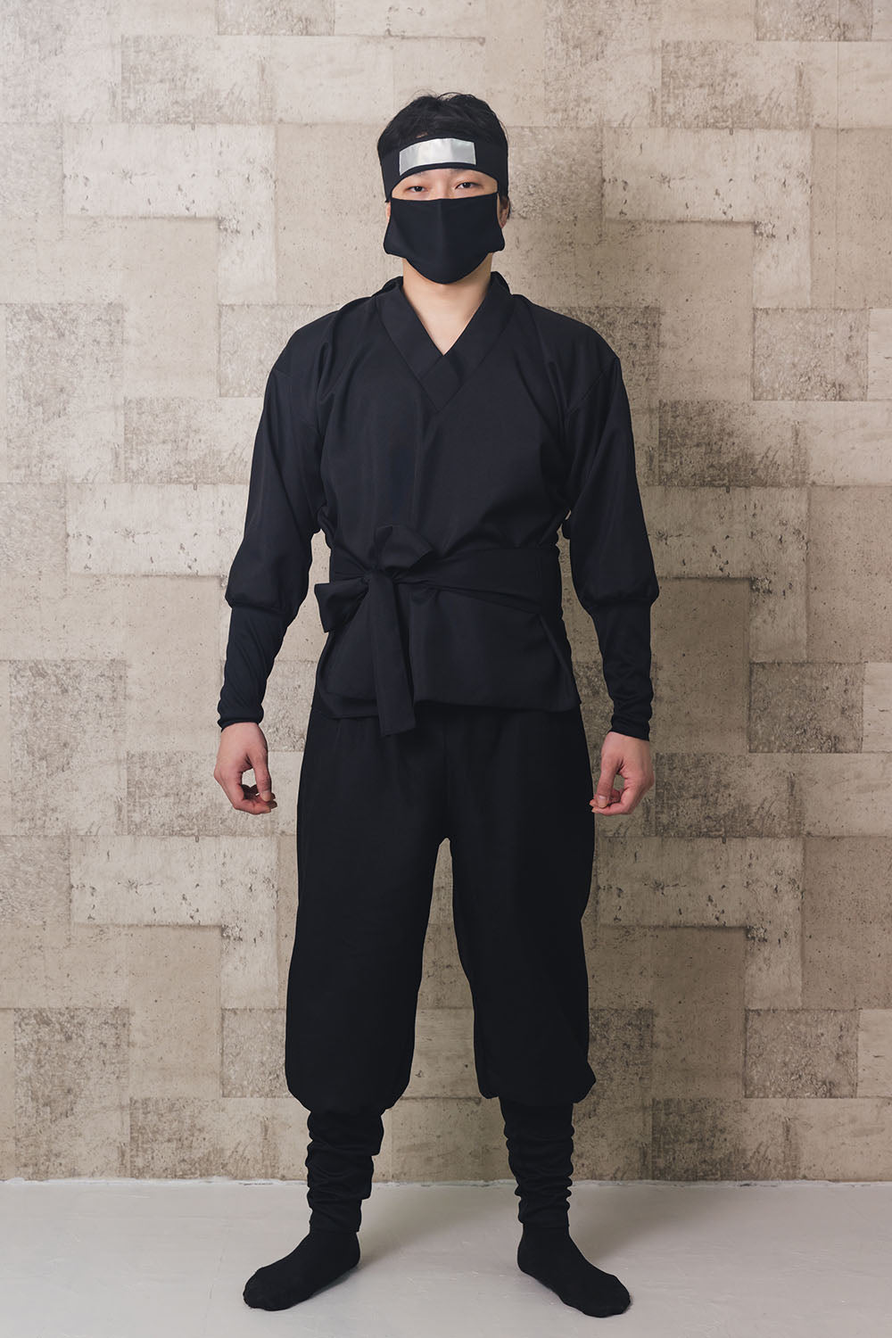 コスプレ 忍者 漆黒 ユニセックス XXL ブラック【クリアストーン