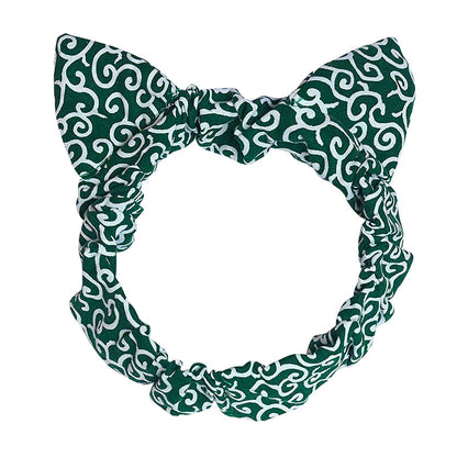 [New] コスプレ小物 ヘアアクセサリー 和柄 ねこ 猫耳ヘアバンド 華 紺/唐草/桜 薄紫/桜 紅 レディース フリーサイズ ネイビー/グリーン/パープル/レッド【クリアストーン】