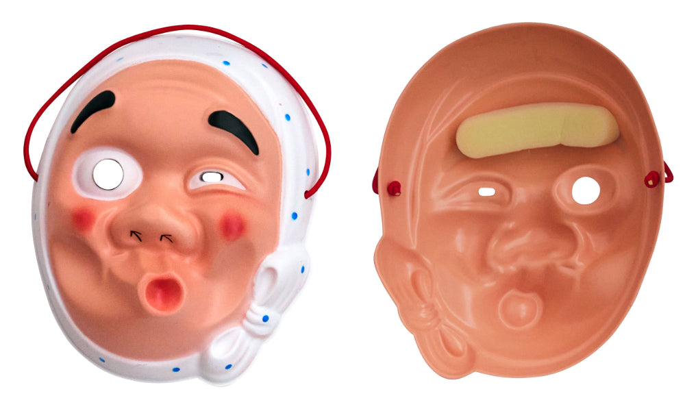 [New] コスプレ小物 人物 人型 お面 和風お面 小面/ひょっとこ/おかめ/相撲/写楽男子/筋隈/だるま ユニセックス フリーサイズ ホワイト/ペールオレンジ/レッド 【クリアストーン】