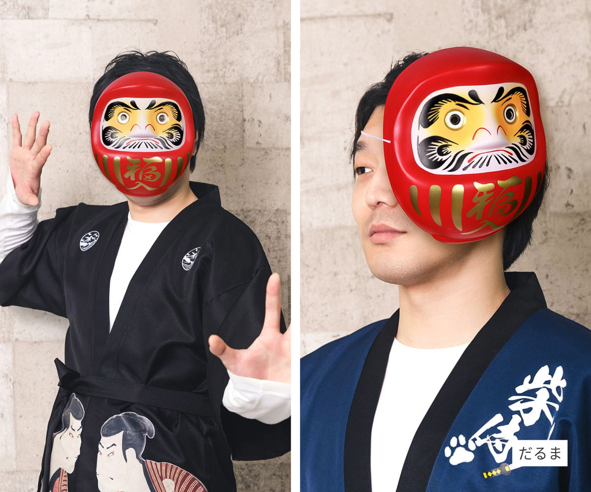 [New] コスプレ小物 人物 人型 お面 和風お面 小面/ひょっとこ/おかめ/相撲/写楽男子/筋隈/だるま ユニセックス フリーサイズ ホワイト/ペールオレンジ/レッド 【クリアストーン】