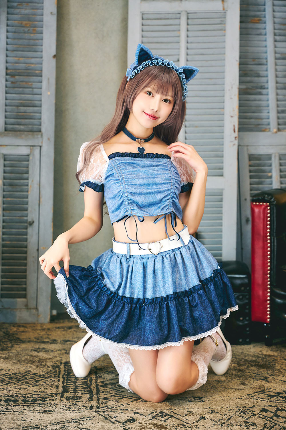 [New] コスプレ ねこ アニマル シュガーウィップ デニムライクキャット レディース フリーサイズ ブルー【クリアストーン】