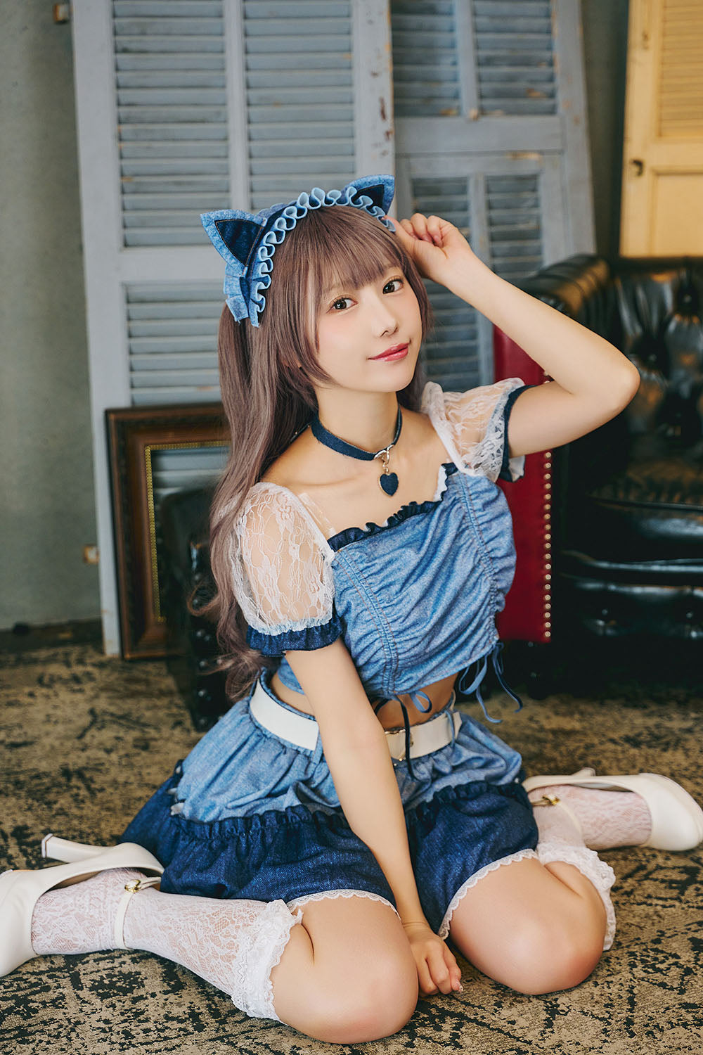 [New] コスプレ ねこ アニマル シュガーウィップ デニムライクキャット レディース フリーサイズ ブルー【クリアストーン】