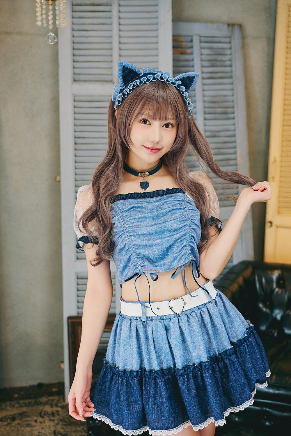 [New] コスプレ ねこ アニマル シュガーウィップ デニムライクキャット レディース フリーサイズ ブルー【クリアストーン】