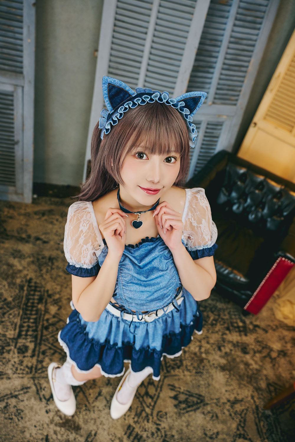 [New] コスプレ ねこ アニマル シュガーウィップ デニムライクキャット レディース フリーサイズ ブルー【クリアストーン】