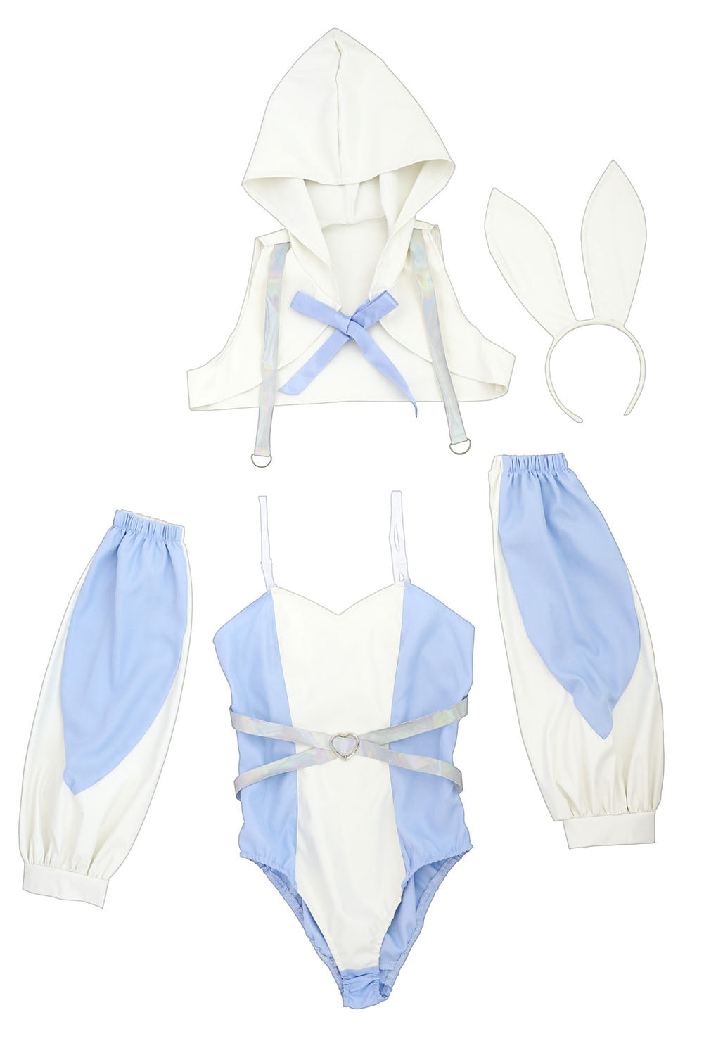 《りなしぃちゃん着用》 コスプレ うさぎ サイバーイリス フーディーバニー レディース フリーサイズ ブルー【クリアストーン】
