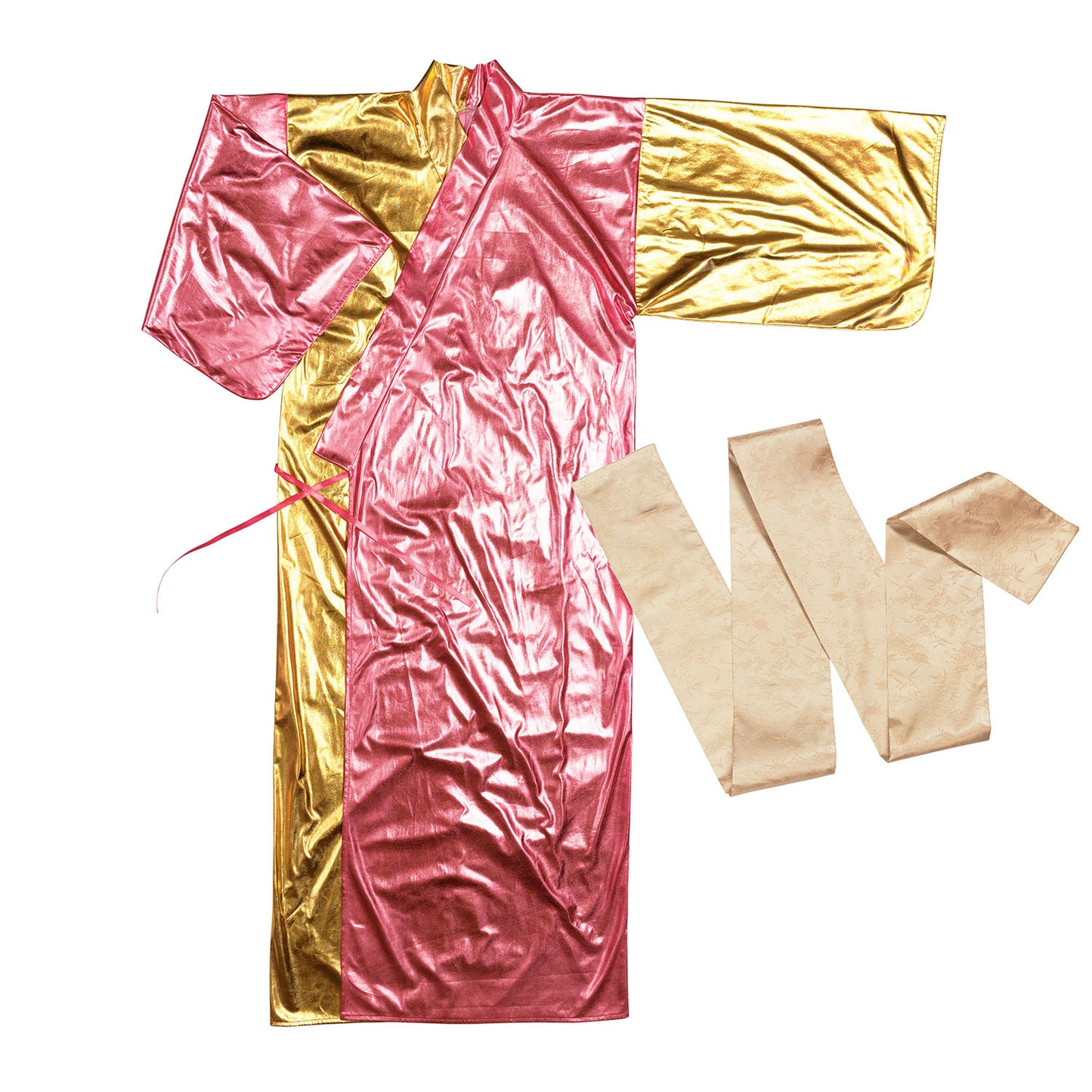 [New] コスプレ ハロウィン バラエティグッズ キラキラ着物 ユニセックス フリーサイズ ピンク【クリアストーン】