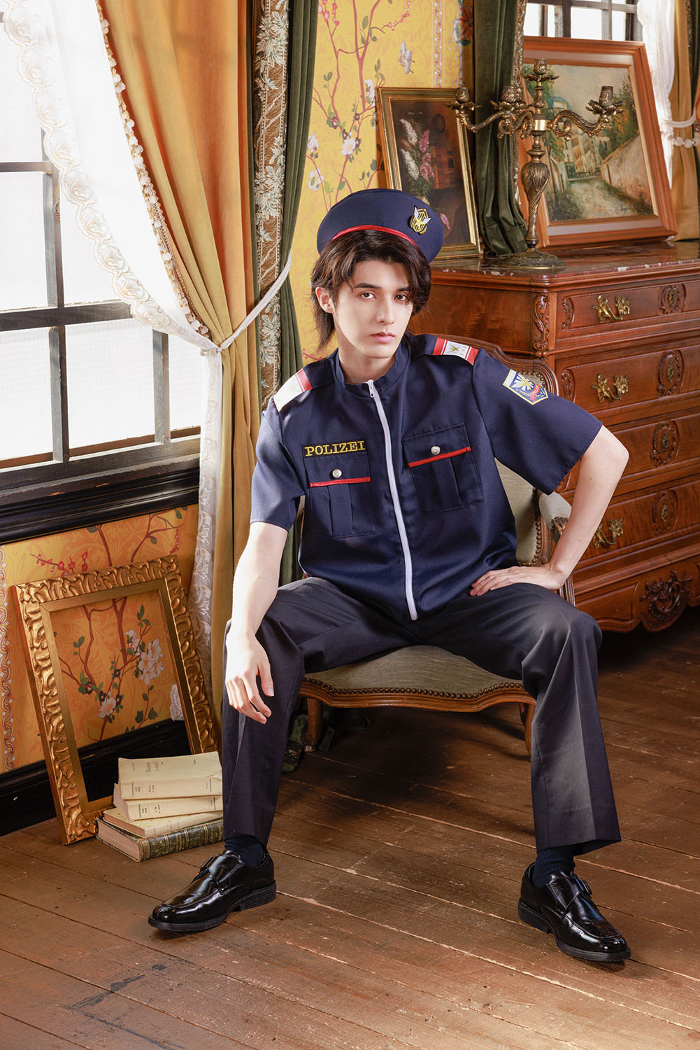 [New] ≪スタンミさん着用≫ コスプレ ハロウィン 警官 ユーロポリス メンズ フリーサイズ ブラック【クリアストーン】