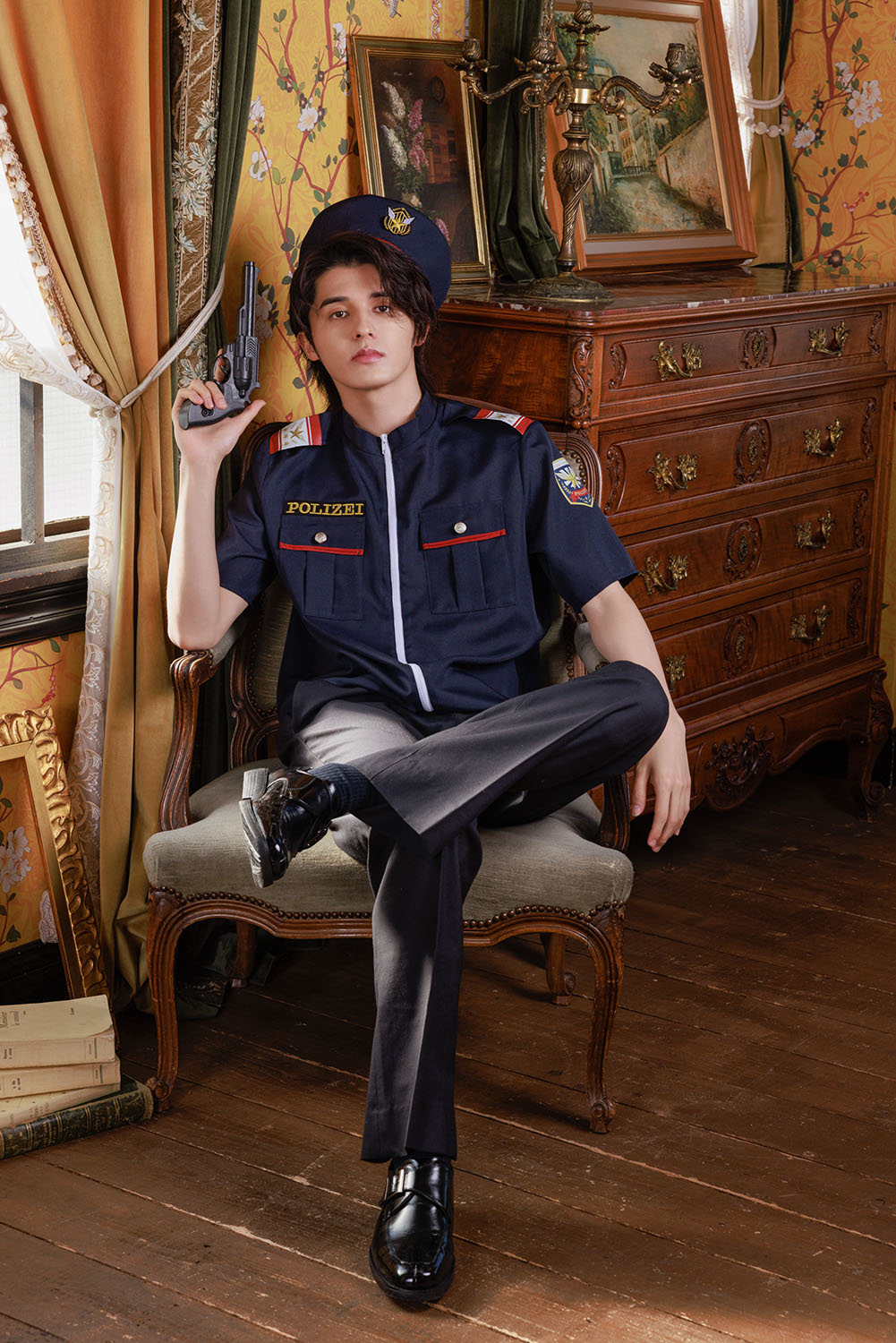 [New] ≪スタンミさん着用≫ コスプレ ハロウィン 警官 ユーロポリス メンズ フリーサイズ ブラック【クリアストーン】