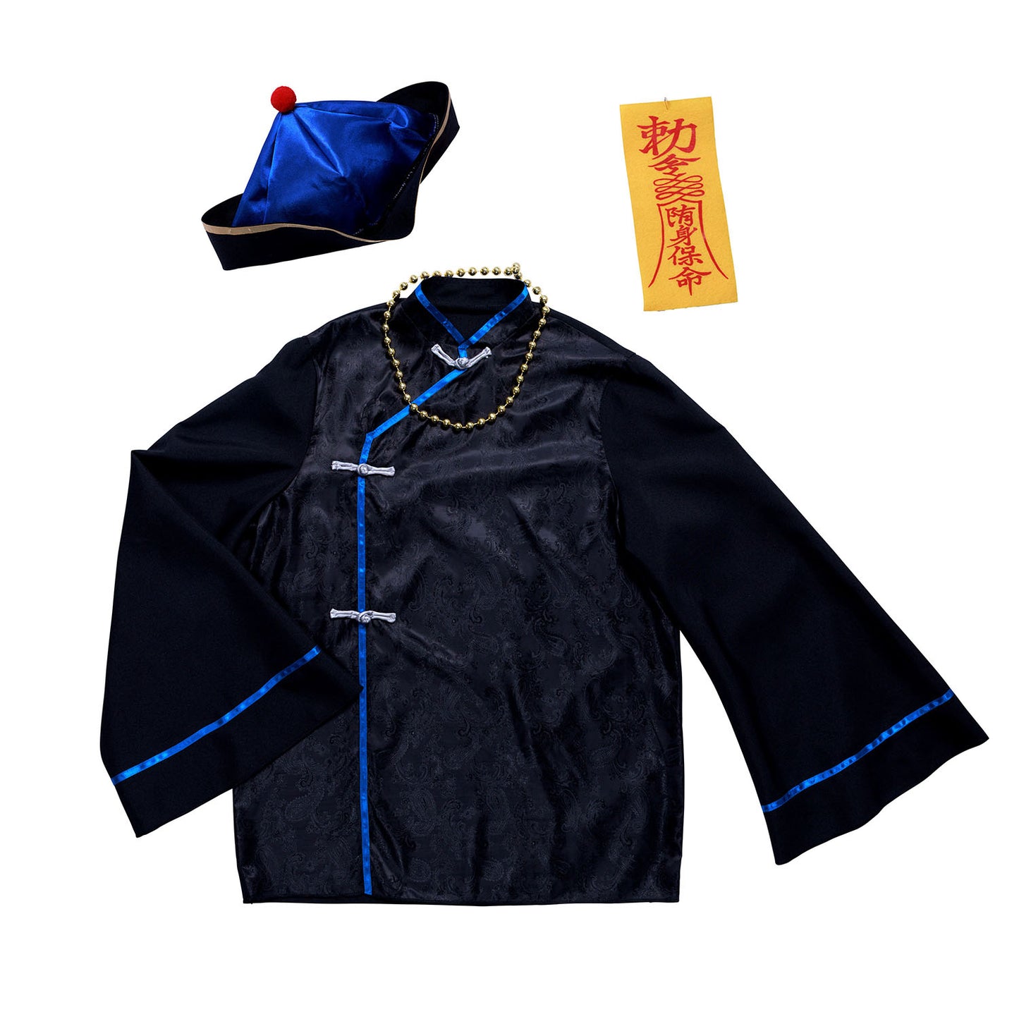 [New] ≪スタンミさん着用≫ コスプレ ハロウィン チャイナ ダークキョンシー メンズ フリーサイズ ブラック【クリアストーン】