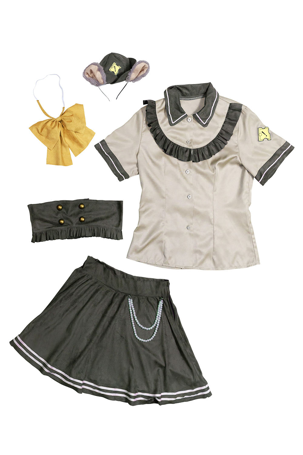 《えなこちゃん着用》[NEW] コスプレ ハロウィン ねずみ 警察 ダスティコンフィ ネズミポリス レディース フリーサイズ グリーン【クリアストーン】