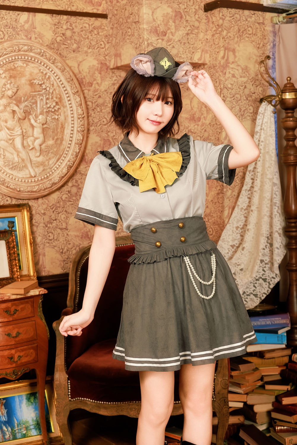 《えなこちゃん着用》[NEW] コスプレ ハロウィン ねずみ 警察 ダスティコンフィ ネズミポリス レディース フリーサイズ グリーン【クリアストーン】