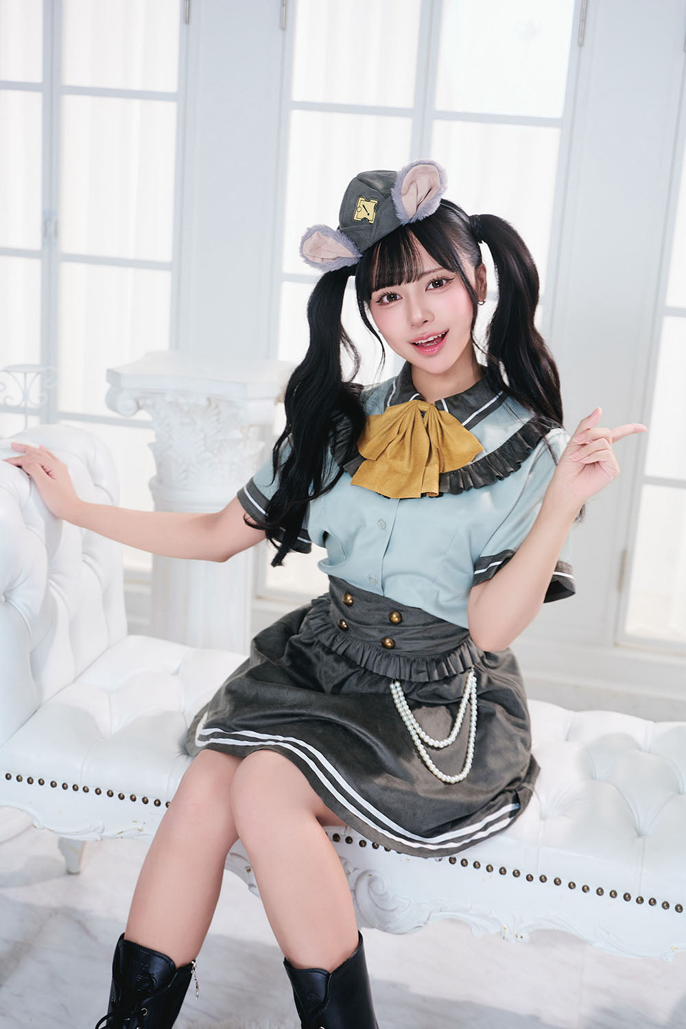 コスプレ ハロウィン ねずみ 警察 ダスティコンフィ ネズミポリス レディース フリーサイズ グリーン【クリアストーン】
