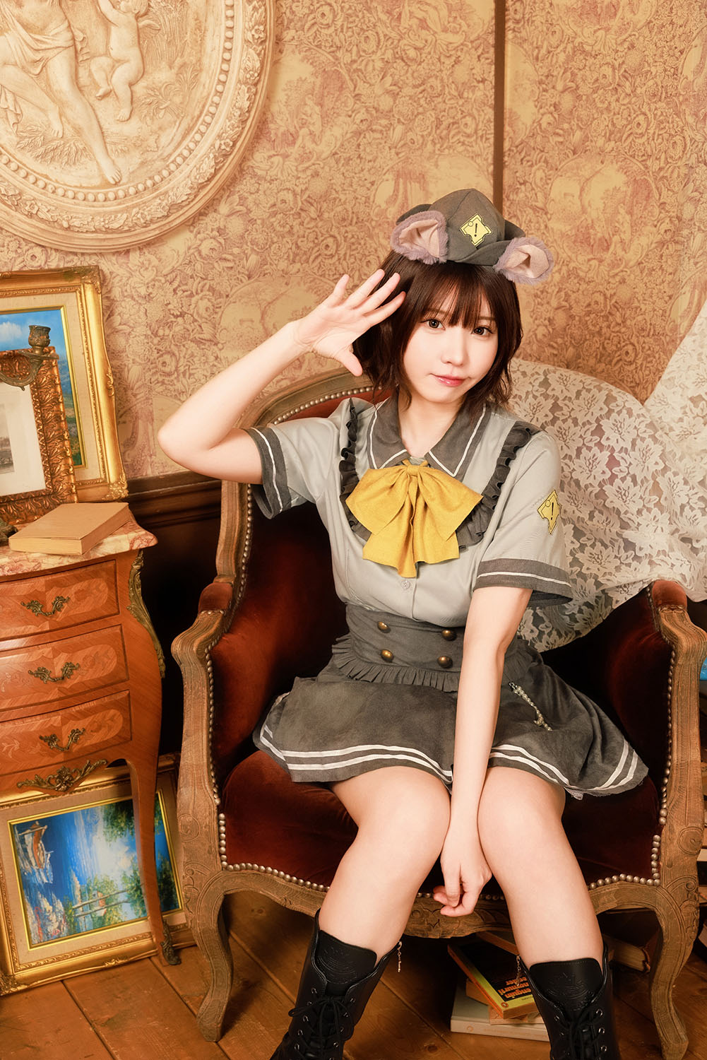 《えなこちゃん着用》[NEW] コスプレ ハロウィン ねずみ 警察 ダスティコンフィ ネズミポリス レディース フリーサイズ グリーン【クリアストーン】