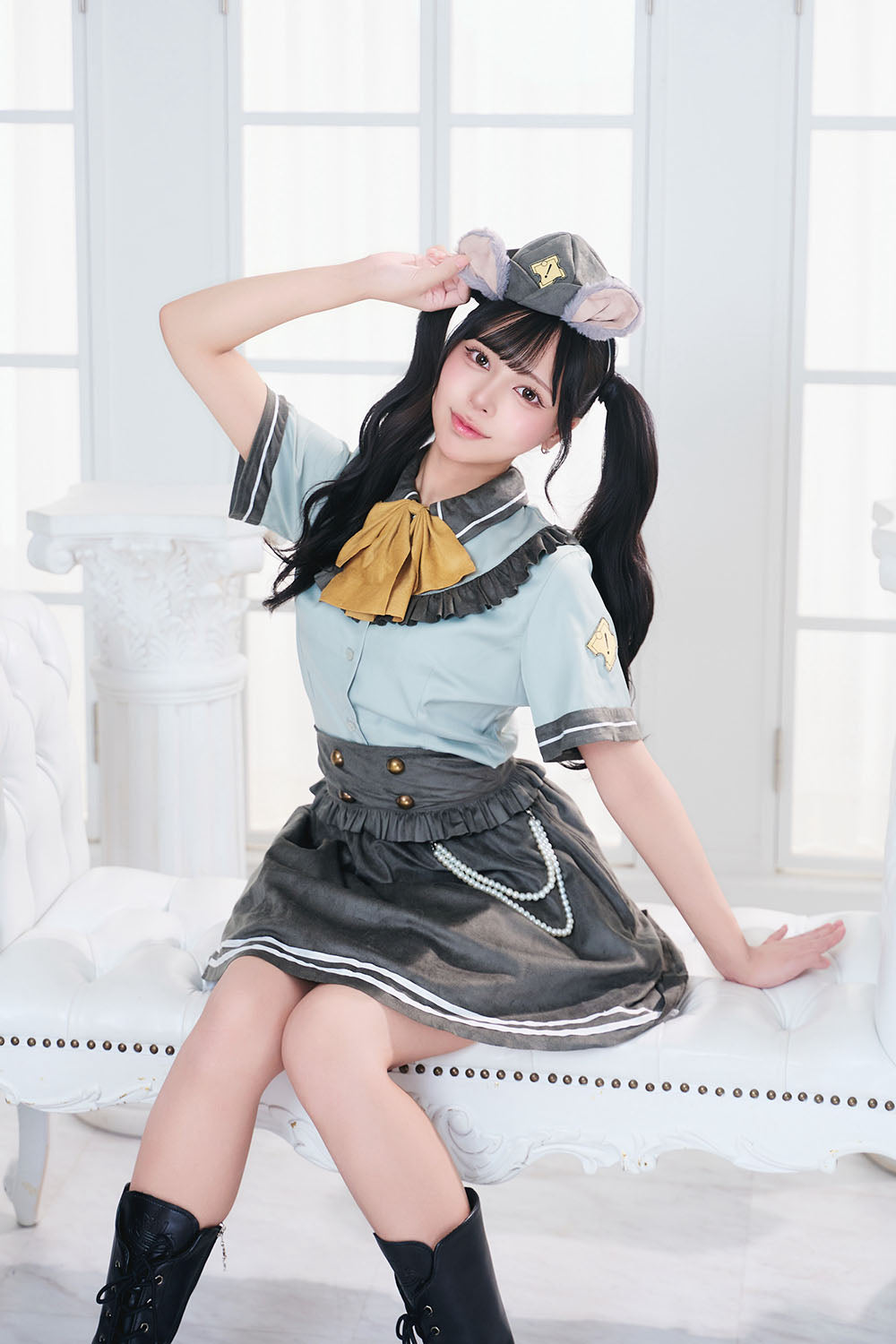 コスプレ ハロウィン ねずみ 警察 ダスティコンフィ ネズミポリス レディース フリーサイズ グリーン【クリアストーン】
