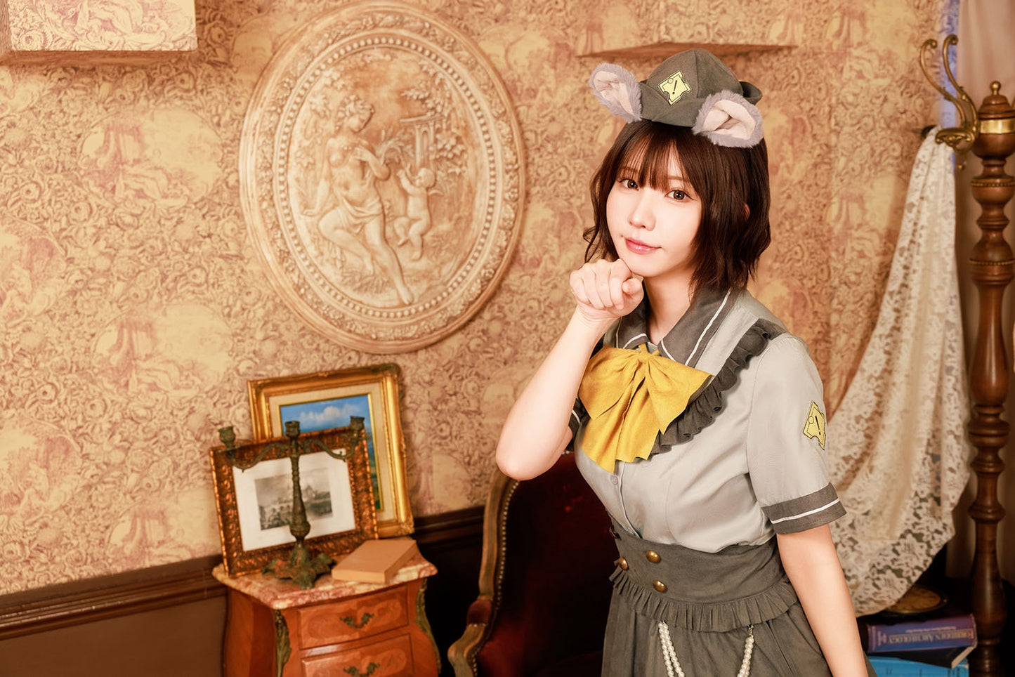 《えなこちゃん着用》[NEW] コスプレ ハロウィン ねずみ 警察 ダスティコンフィ ネズミポリス レディース フリーサイズ グリーン【クリアストーン】