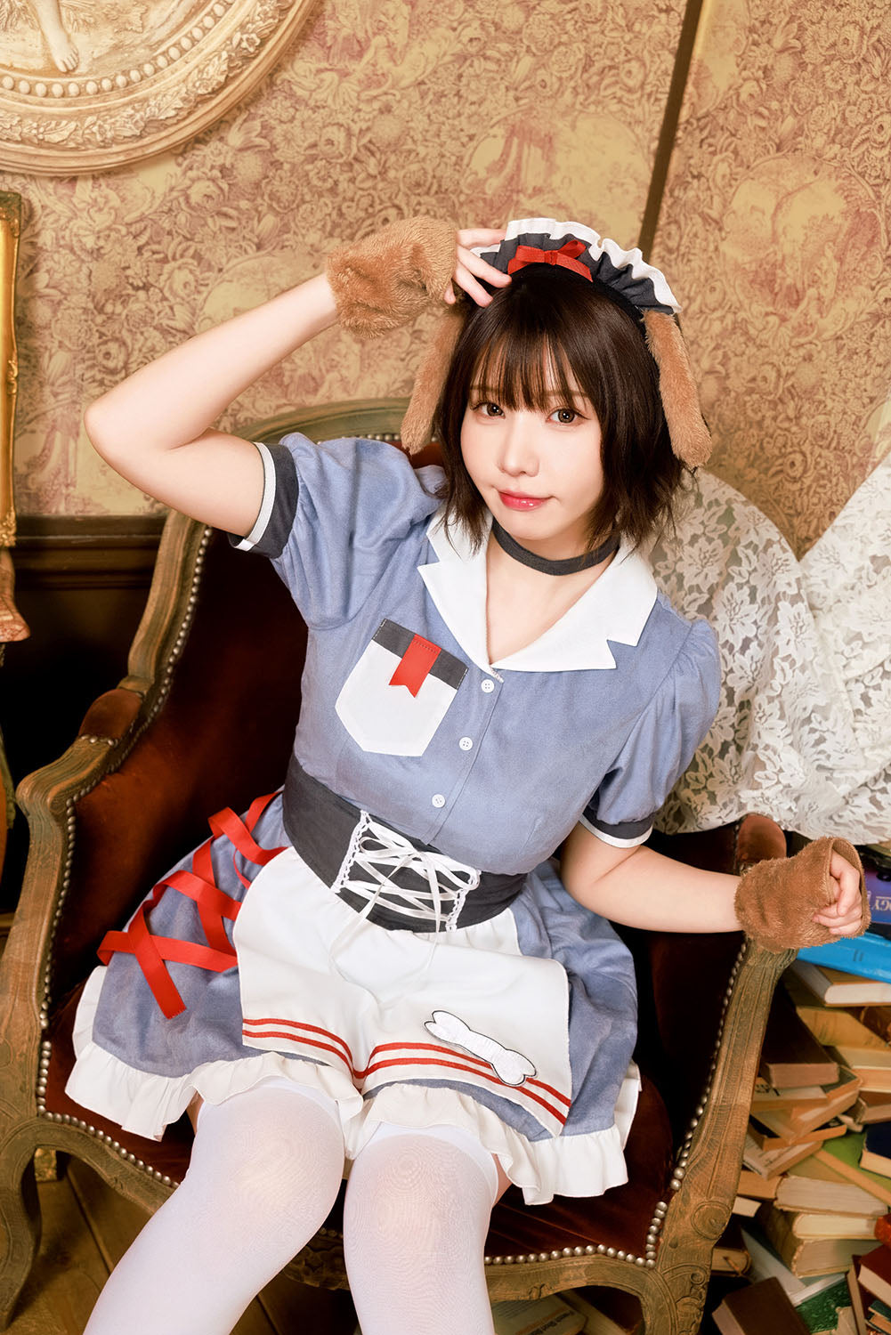 《えなこちゃん着用》[NEW] コスプレ ハロウィン いぬ ダイナー ダスティコンフィ ドッグダイナー レディース フリーサイズ ブルー 【クリアストーン】