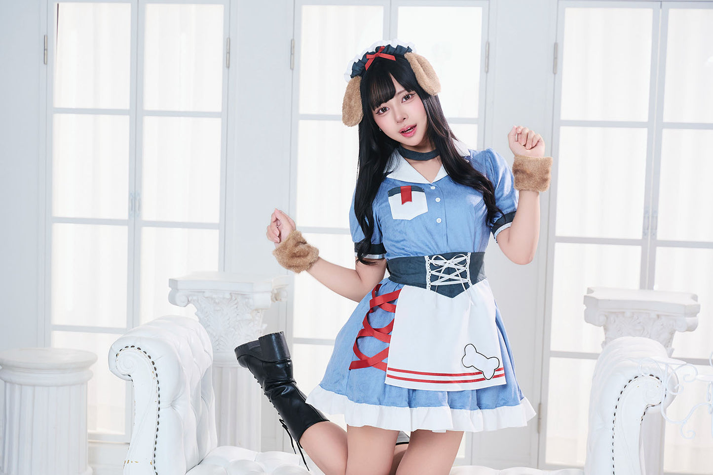 コスプレ ハロウィン いぬ ダイナー ダスティコンフィ ドッグダイナー レディース フリーサイズ ブルー 【クリアストーン】