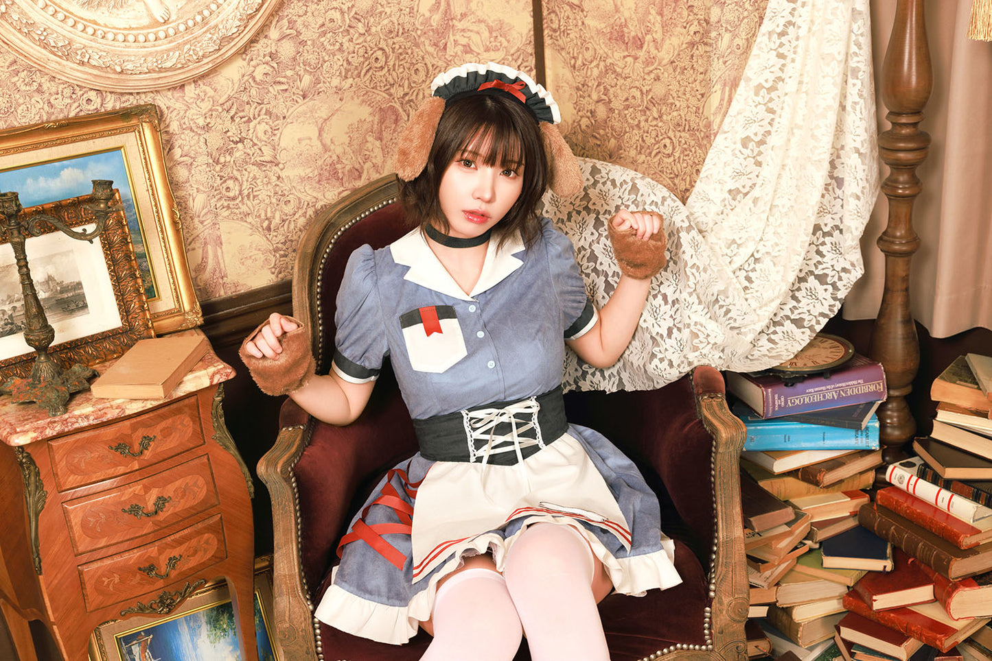 《えなこちゃん着用》[NEW] コスプレ ハロウィン いぬ ダイナー ダスティコンフィ ドッグダイナー レディース フリーサイズ ブルー 【クリアストーン】