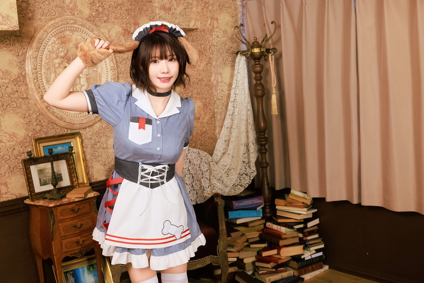 《えなこちゃん着用》[NEW] コスプレ ハロウィン いぬ ダイナー ダスティコンフィ ドッグダイナー レディース フリーサイズ ブルー 【クリアストーン】