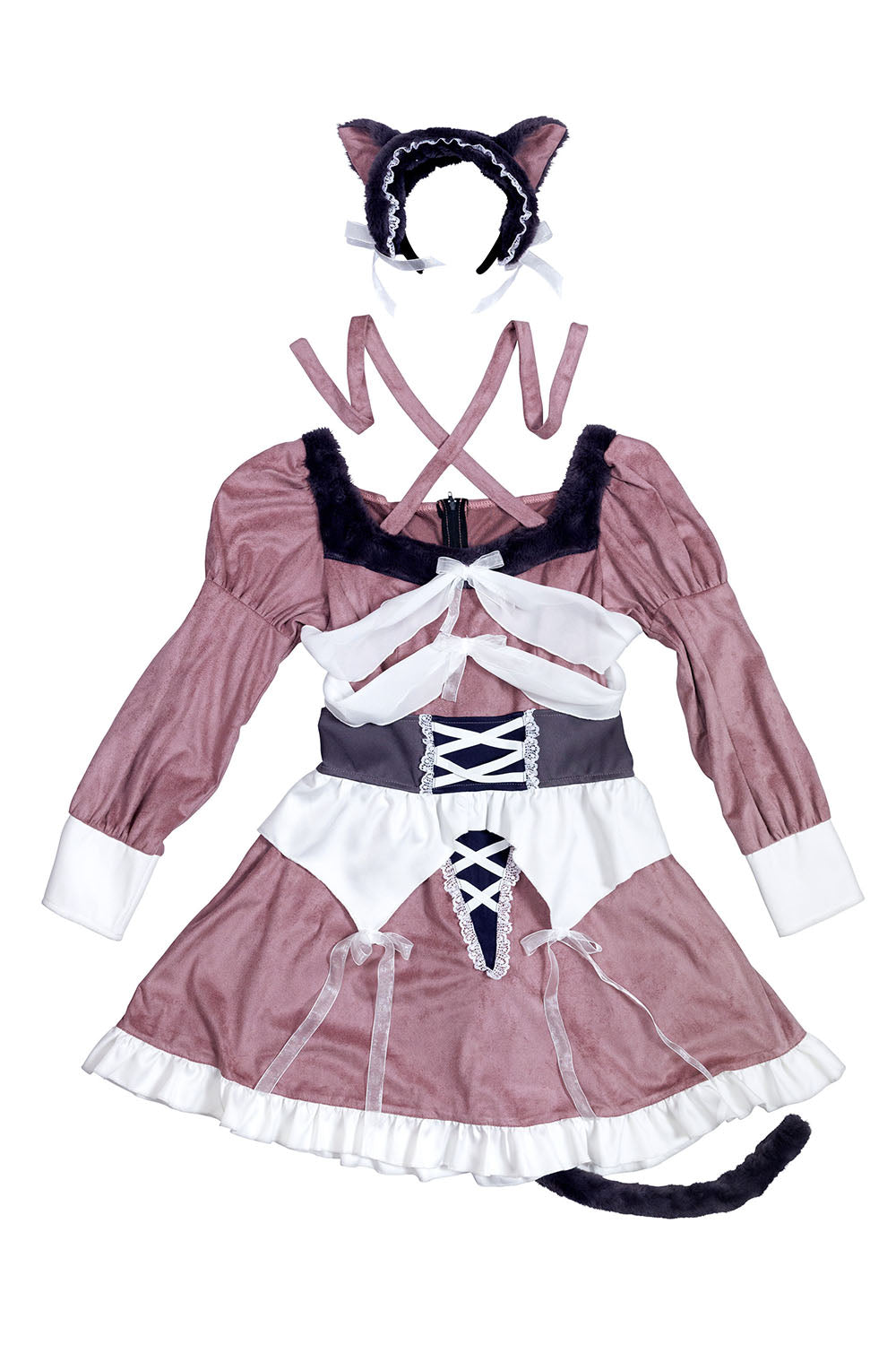 コスプレ ハロウィン ねこ 骸骨 ダスティコンフィ スケルトンキャット レディース フリーサイズ ピンク 【クリアストーン】