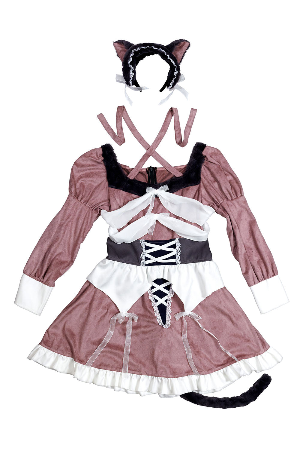 《えなこちゃん着用》[NEW] コスプレ ハロウィン ねこ 骸骨 ダスティコンフィ スケルトンキャット レディース フリーサイズ ピンク 【クリアストーン】