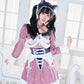 コスプレ ハロウィン ねこ 骸骨 ダスティコンフィ スケルトンキャット レディース フリーサイズ ピンク 【クリアストーン】