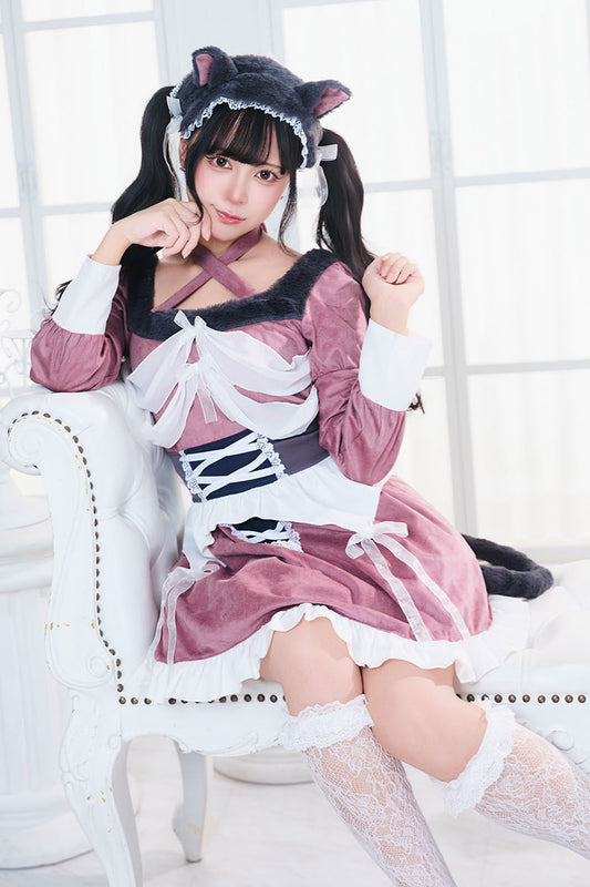 コスプレ ハロウィン ねこ 骸骨 ダスティコンフィ スケルトンキャット レディース フリーサイズ ピンク 【クリアストーン】