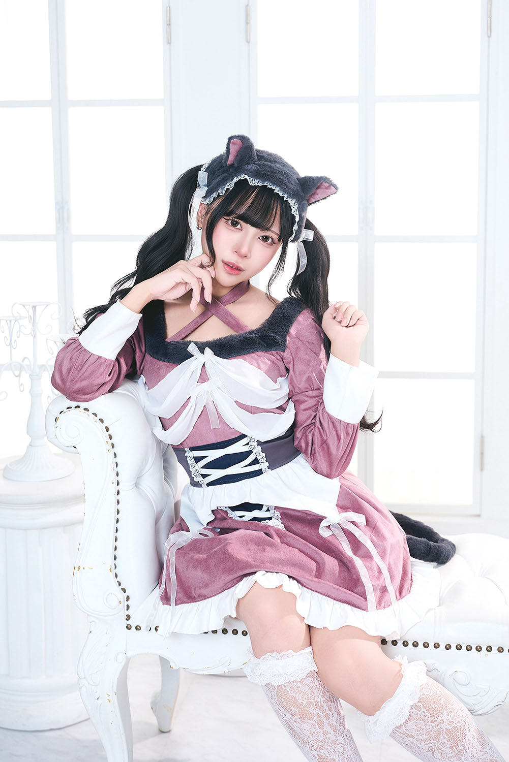 コスプレ ハロウィン ねこ 骸骨 ダスティコンフィ スケルトンキャット レディース フリーサイズ ピンク 【クリアストーン】