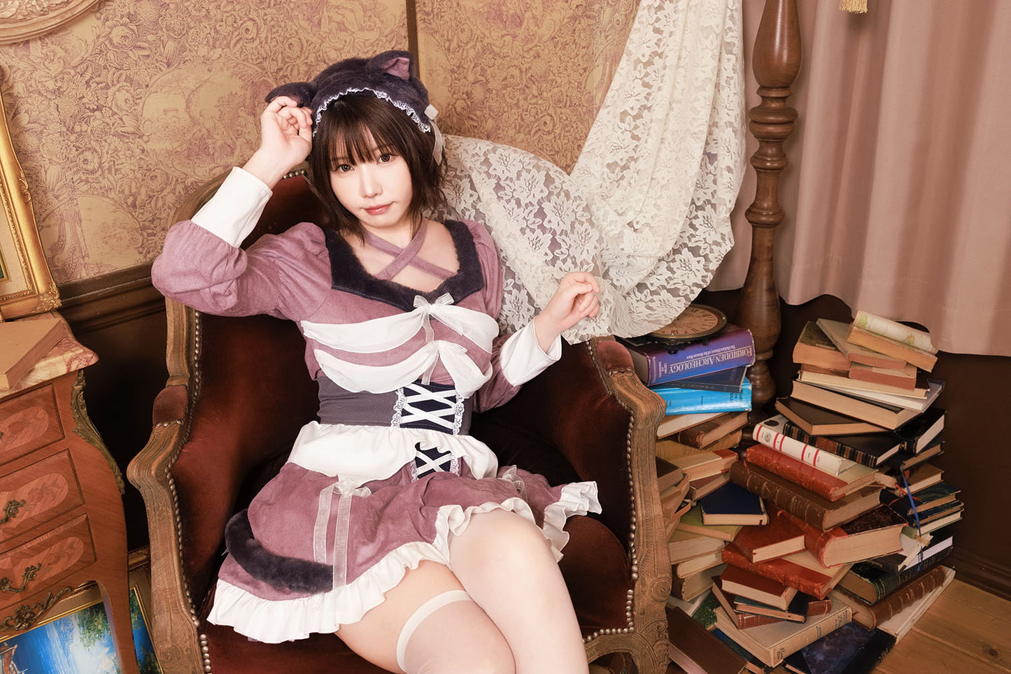 《えなこちゃん着用》[NEW] コスプレ ハロウィン ねこ 骸骨 ダスティコンフィ スケルトンキャット レディース フリーサイズ ピンク 【クリアストーン】