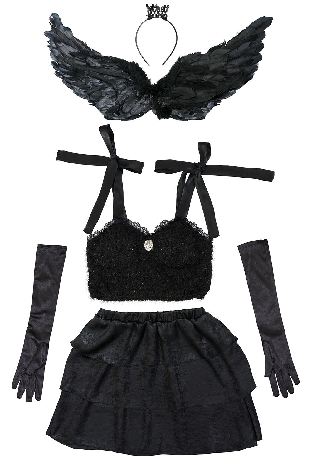 《JamsCollection・保科凜ちゃん着用》コスプレ ハロウィン ノアールヴェール 堕天使 レディース フリーサイズ ブラック【クリアストーン】