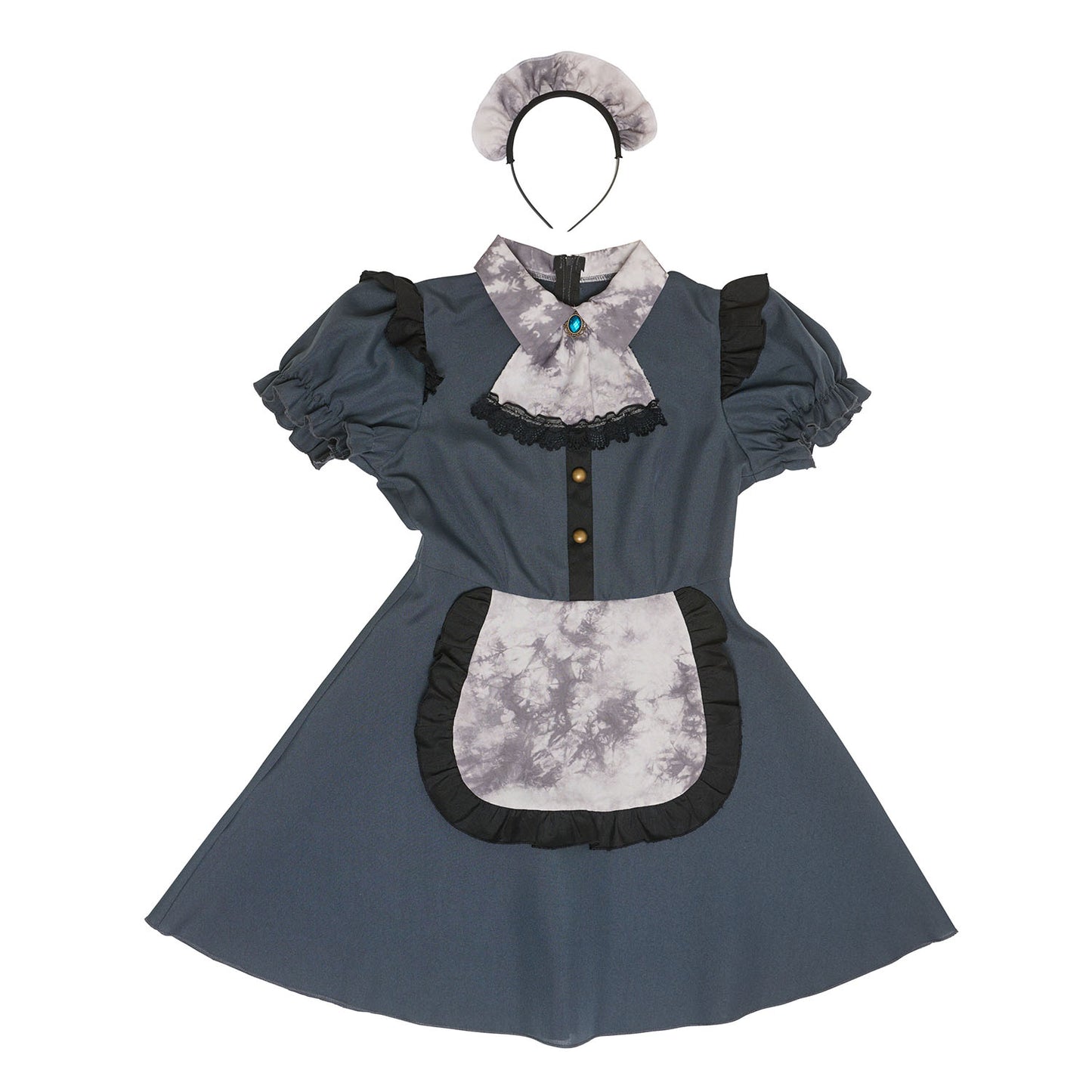 [NEW] コスプレ ジュニア こども メイド COSCHU! アンティークメイド 140～150cm グリーン 【クリアストーン】