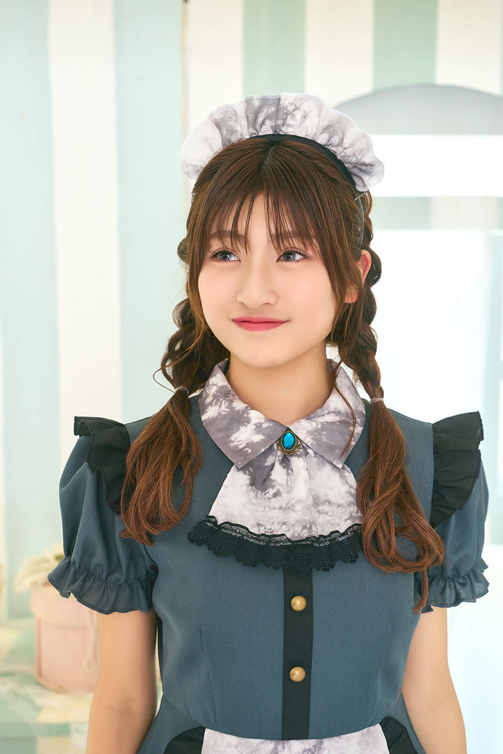 [NEW] コスプレ ジュニア こども メイド COSCHU! アンティークメイド 140～150cm グリーン 【クリアストーン】