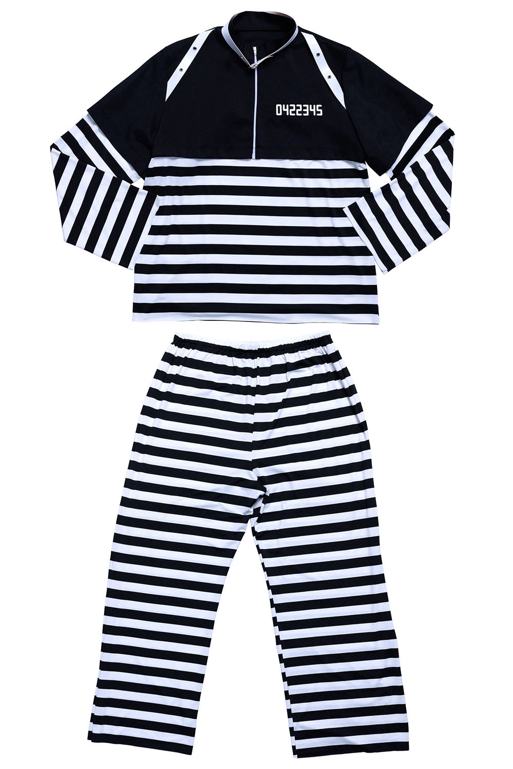 [New] ≪スタンミさん着用≫ コスプレ ハロウィン 囚人 プリズンマスター メンズ フリーサイズ ブラック【クリアストーン】