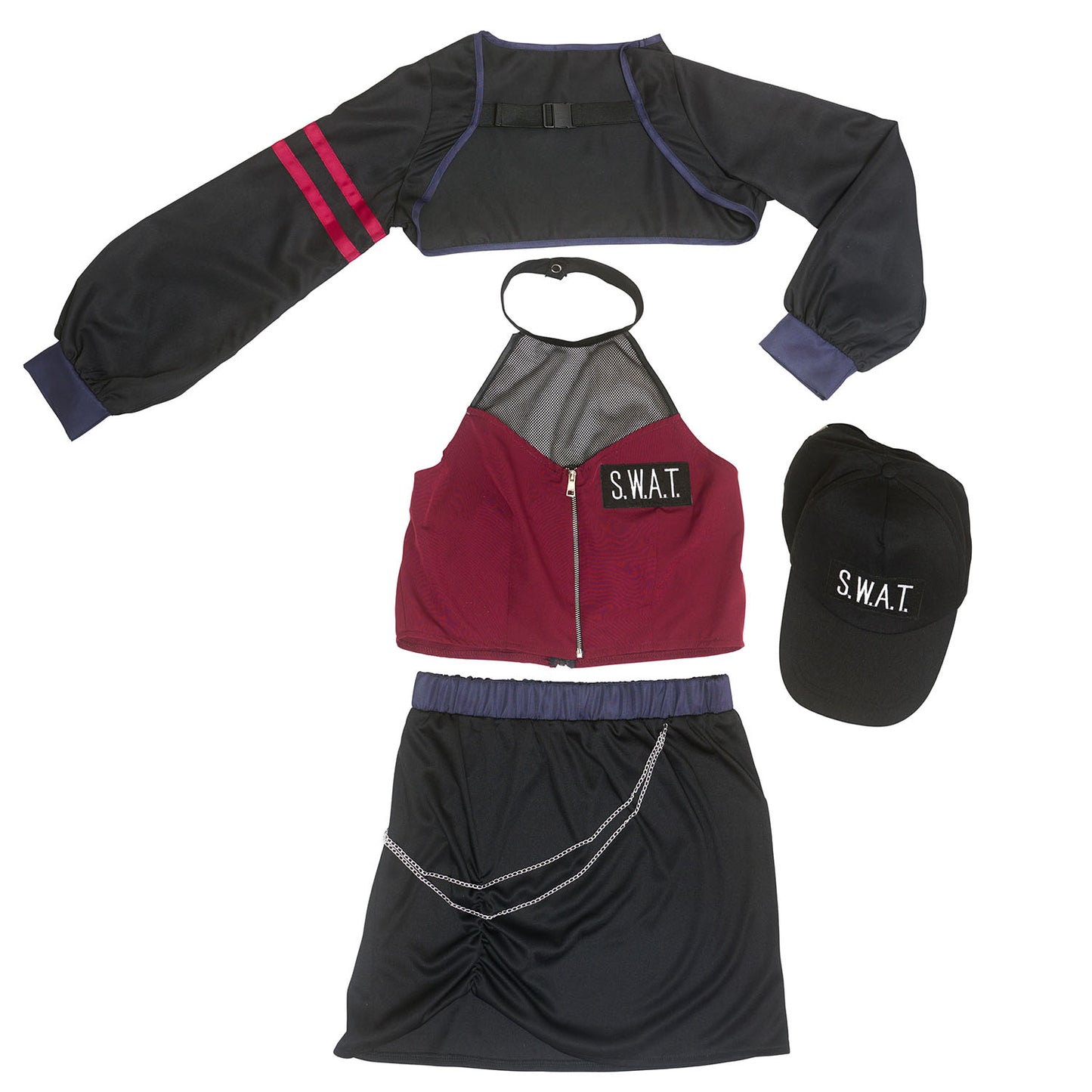 [NEW] コスプレ ハロウィン 警察 特殊部隊 トリックピクス スワット レディース フリーサイズ レッド 【クリアストーン】