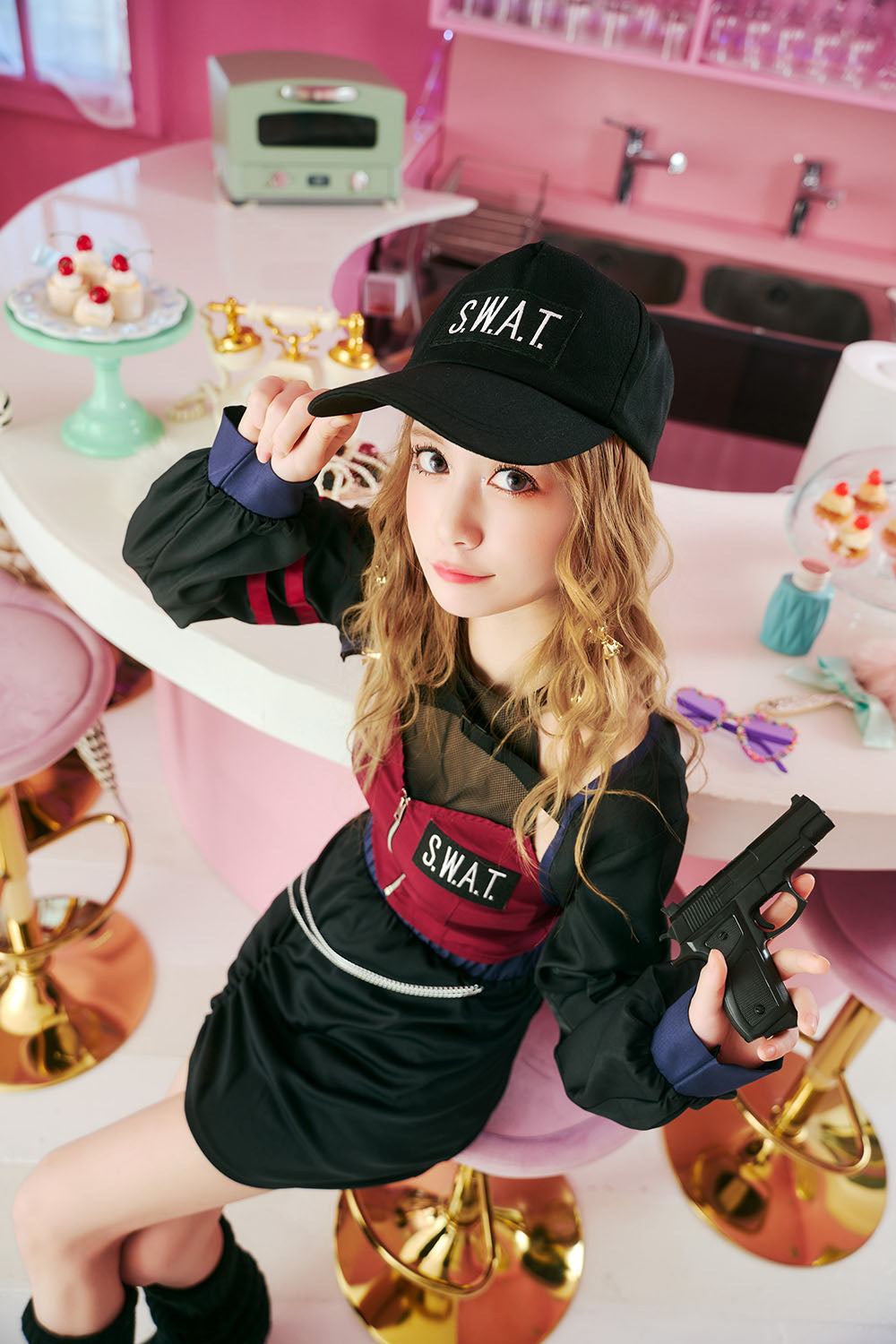 [NEW] コスプレ ハロウィン 警察 特殊部隊 トリックピクス スワット レディース フリーサイズ レッド 【クリアストーン】