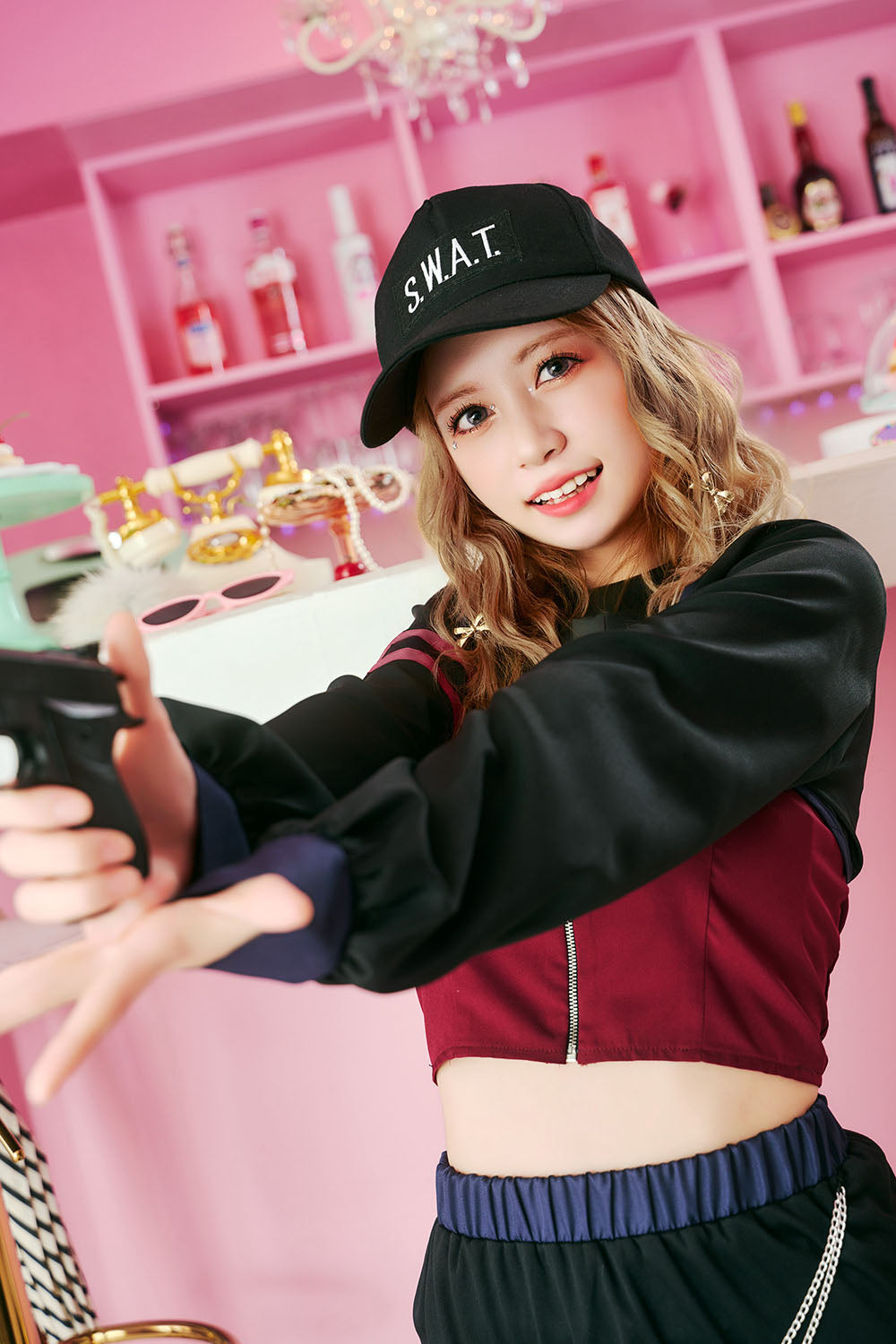 [NEW] コスプレ ハロウィン 警察 特殊部隊 トリックピクス スワット レディース フリーサイズ レッド 【クリアストーン】