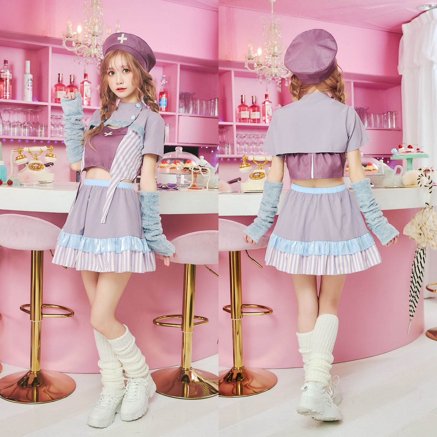 [NEW] コスプレ ハロウィン 看護師 トリックピクス ナース レディース フリーサイズ ラベンダー 【クリアストーン】