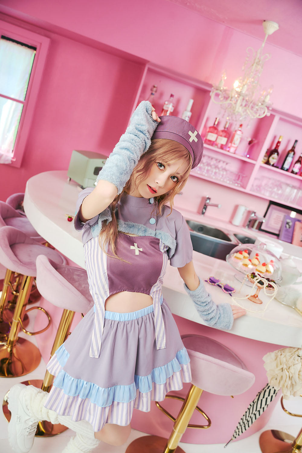 [NEW] コスプレ ハロウィン 看護師 トリックピクス ナース レディース フリーサイズ ラベンダー 【クリアストーン】