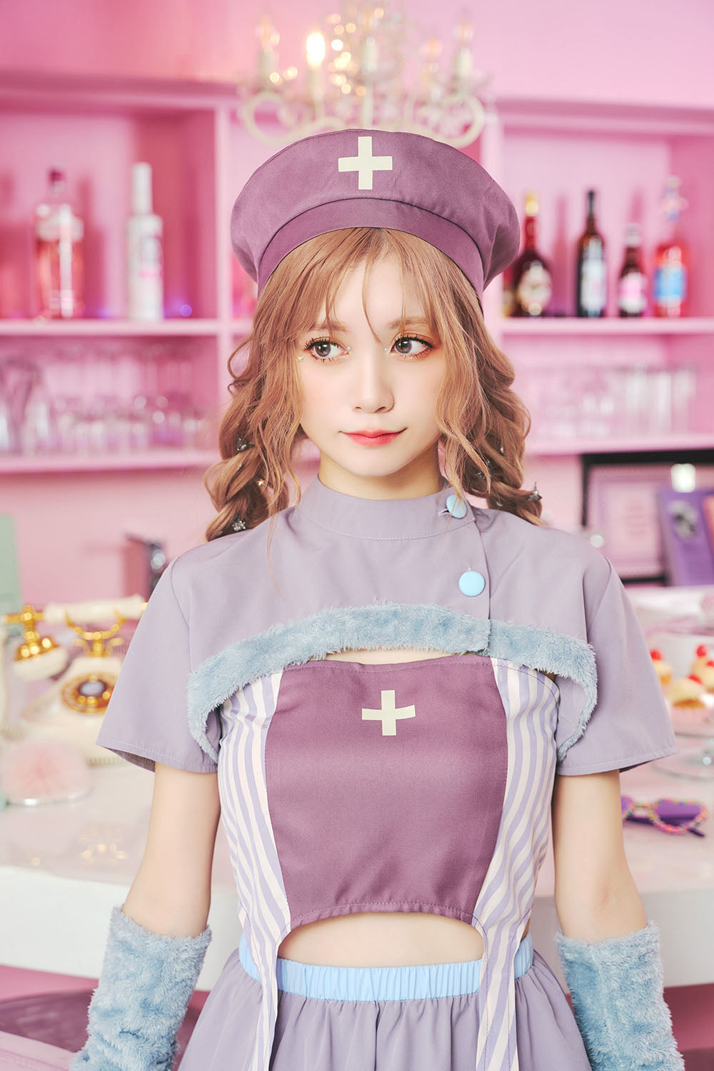 ジェラートチェックナース レッド コスプレ 即日発送】【札幌コレクション着用】【中村里砂&佐藤ノア着用