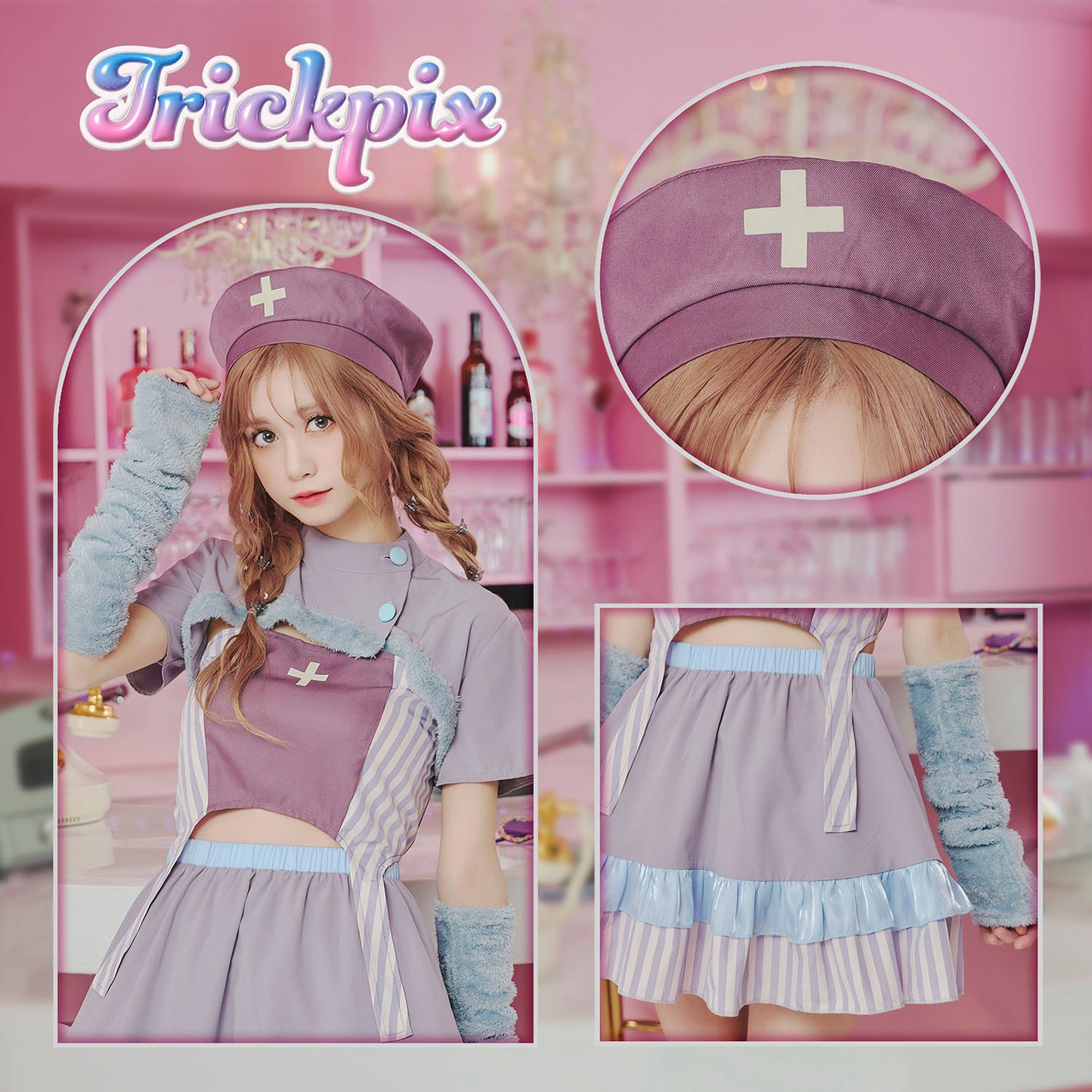 [NEW] コスプレ ハロウィン 看護師 トリックピクス ナース レディース フリーサイズ ラベンダー 【クリアストーン】