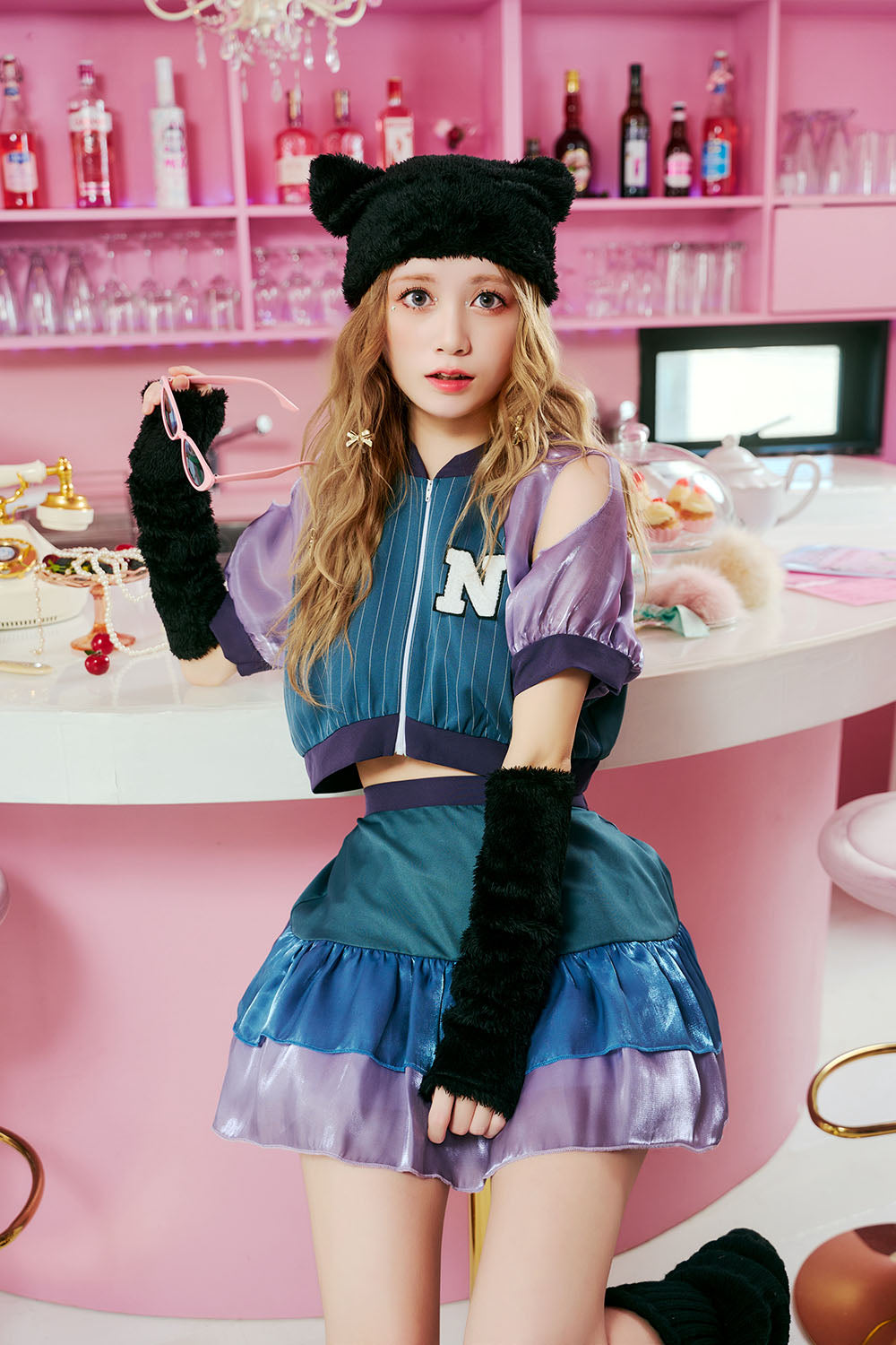 [NEW] コスプレ ハロウィン 動物 ねこ トリックピクス キャット レディース フリーサイズ ブルー 【クリアストーン】