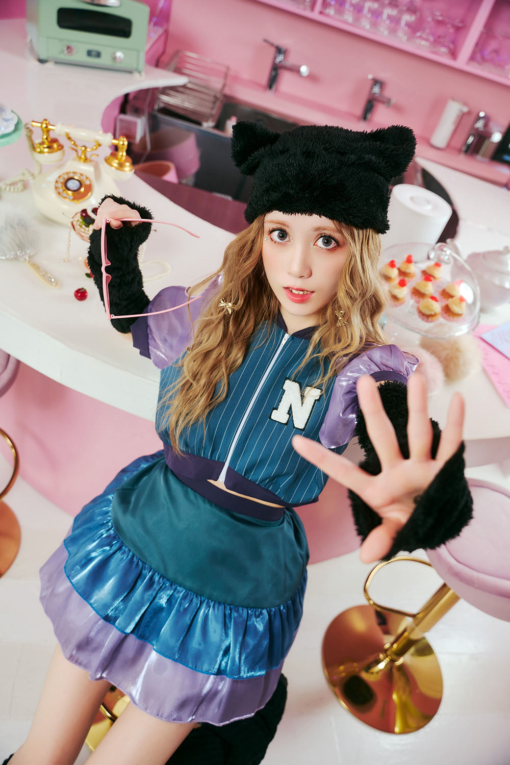 [NEW] コスプレ ハロウィン 動物 ねこ トリックピクス キャット レディース フリーサイズ ブルー 【クリアストーン】