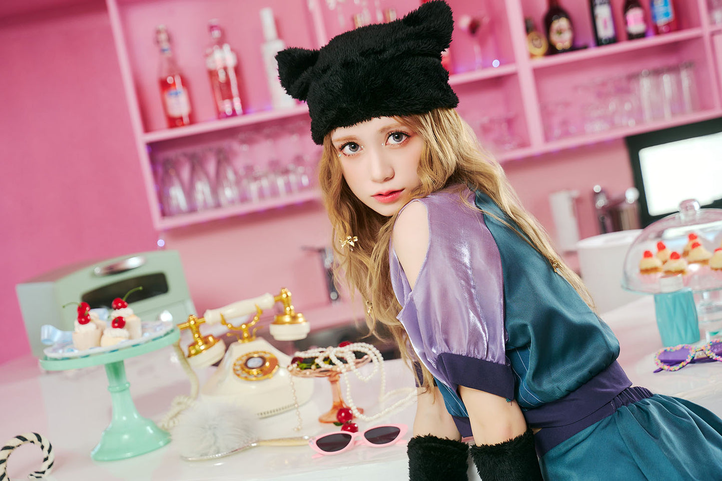 [NEW] コスプレ ハロウィン 動物 ねこ トリックピクス キャット レディース フリーサイズ ブルー 【クリアストーン】