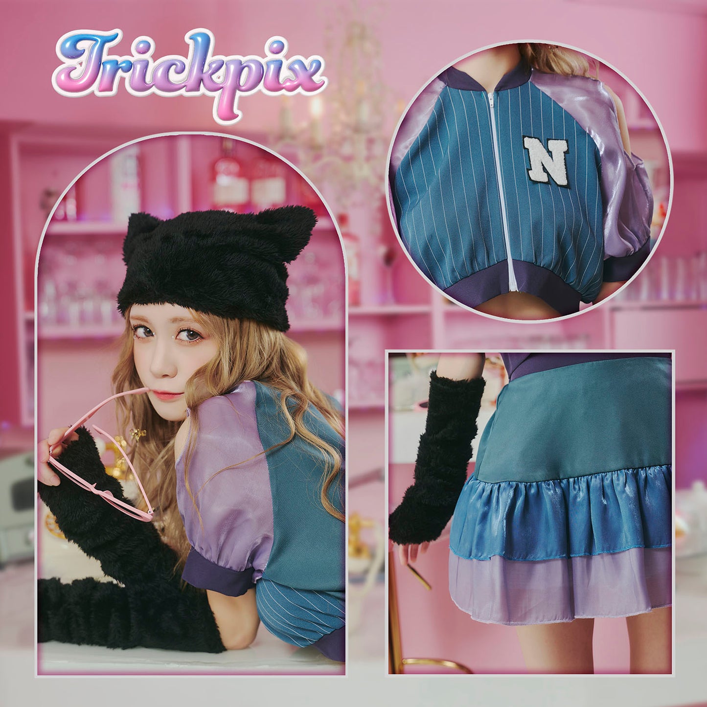 [NEW] コスプレ ハロウィン 動物 ねこ トリックピクス キャット レディース フリーサイズ ブルー 【クリアストーン】