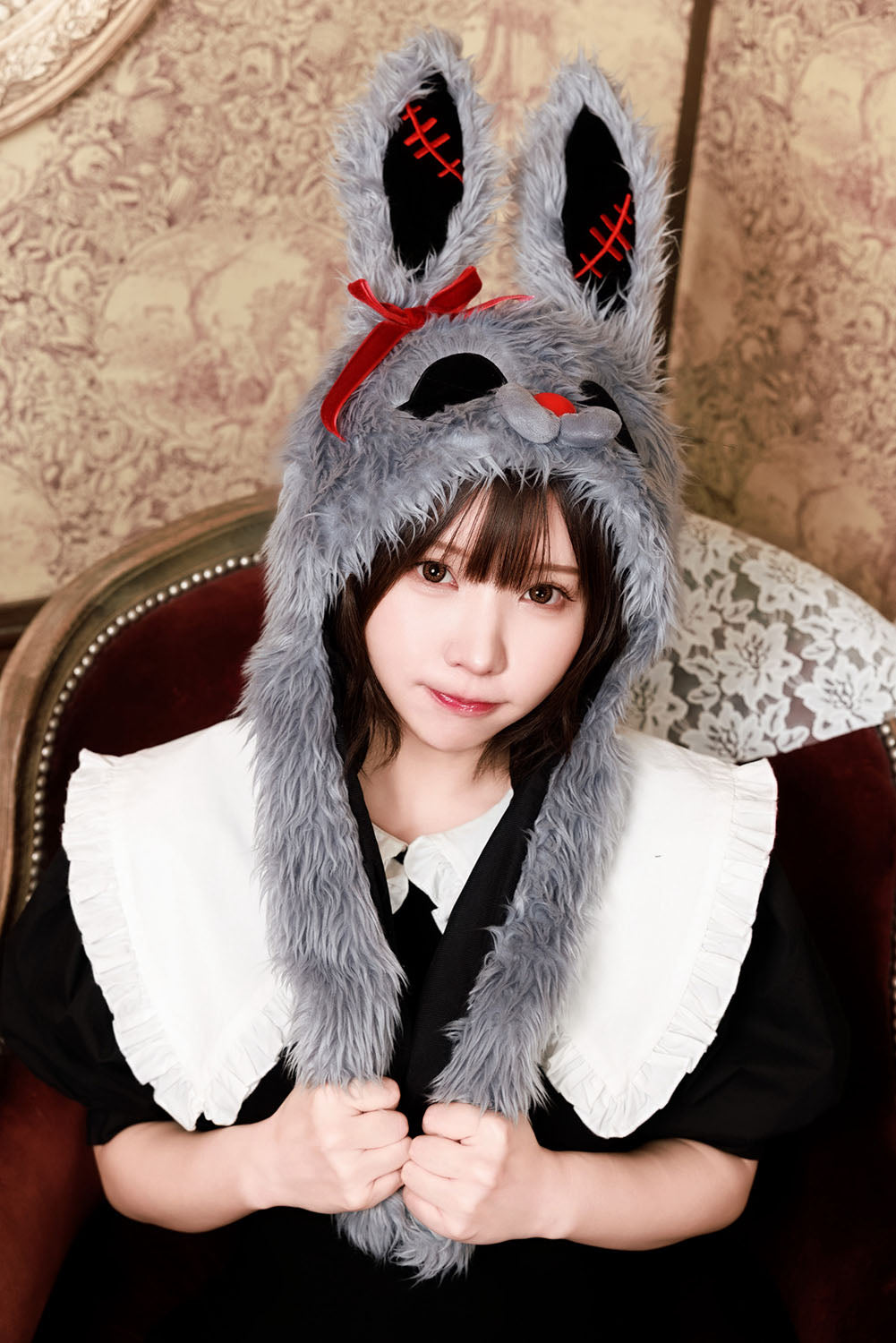 [NEW] コスプレ小物 ハロウィン 帽子 うさぎ パタパタハット ホラーラビット ユニセックス グレー 【クリアストーン】